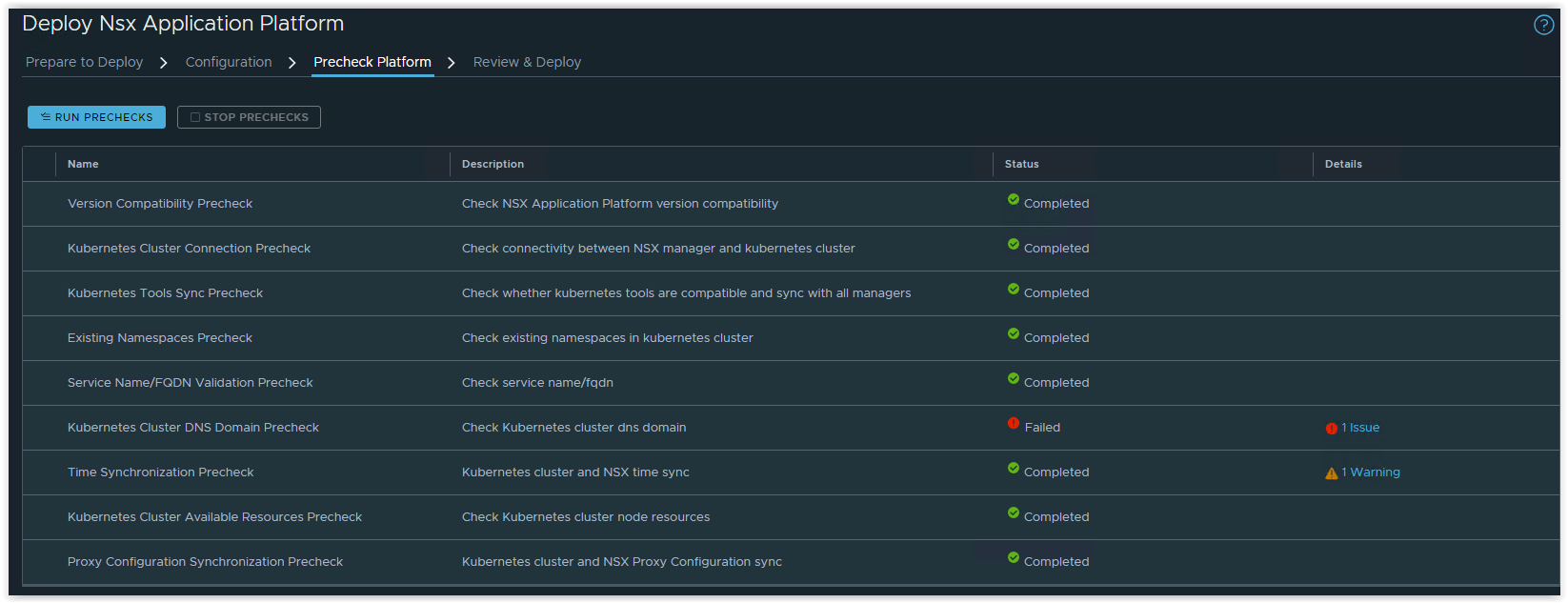 Erreur Precheck Cluster DNS Domain